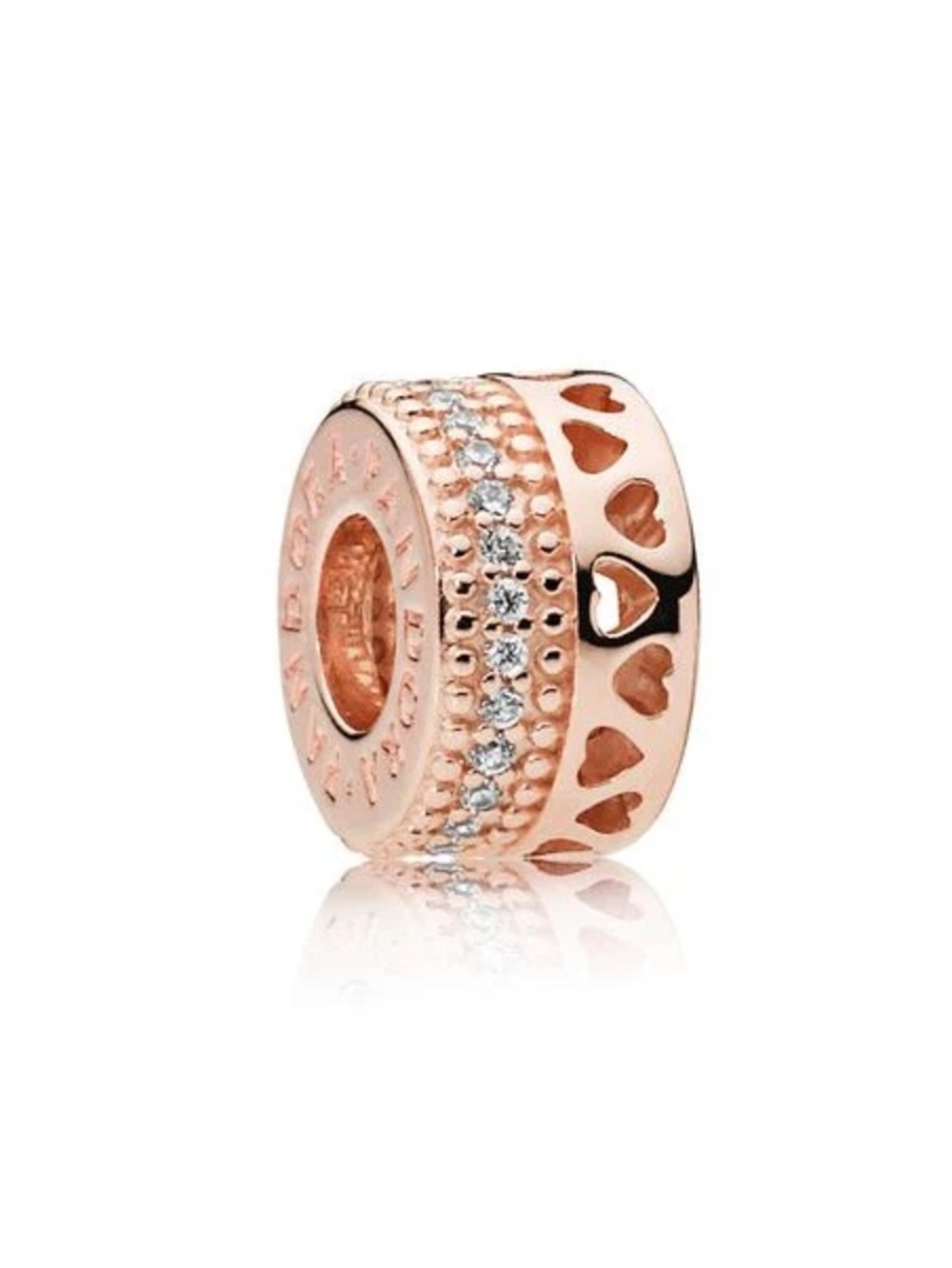 Pandora Rose Gold Heart & Pavé Stackable Spacer Charm - 787415CZ